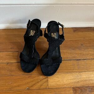 Salvatore Ferragamo “Garcia” Laser-Cut Suede Sandals